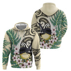 Endemic Tomtit New Zealand Hoodie Miromiro Manuka Silver Fern Maori Pattern
