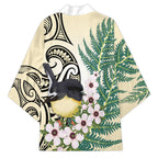 Endemic Tomtit New Zealand Kimono Miromiro Manuka Silver Fern Maori Pattern