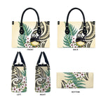 Endemic Tomtit New Zealand Leather Bag Miromiro Manuka Silver Fern Maori Pattern