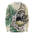 Endemic Tomtit New Zealand Long Sleeve Shirt Miromiro Manuka Silver Fern Maori Pattern