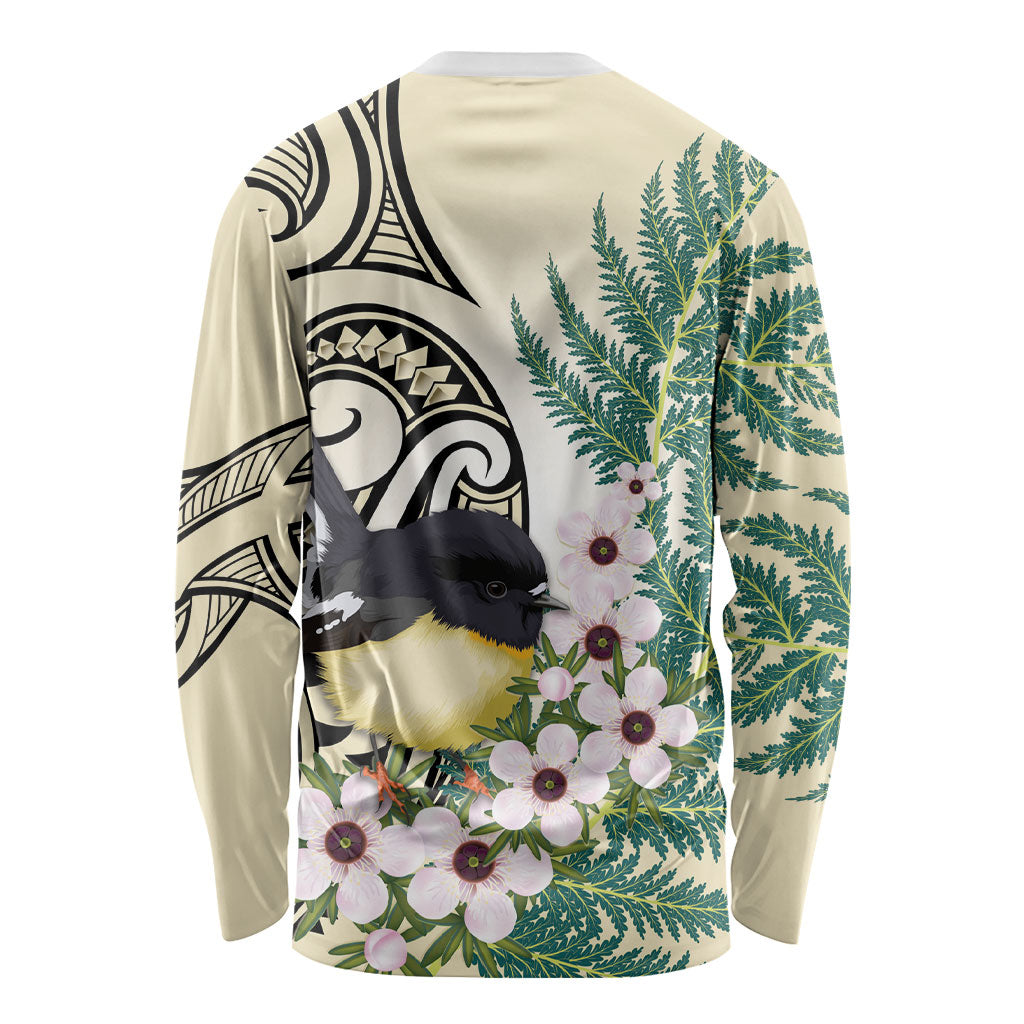 Endemic Tomtit New Zealand Long Sleeve Shirt Miromiro Manuka Silver Fern Maori Pattern