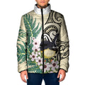 Endemic Tomtit New Zealand Padded Jacket Miromiro Manuka Silver Fern Maori Pattern
