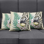 Endemic Tomtit New Zealand Pillow Cover Miromiro Manuka Silver Fern Maori Pattern