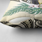 Endemic Tomtit New Zealand Pillow Cover Miromiro Manuka Silver Fern Maori Pattern