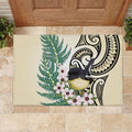Endemic Tomtit New Zealand Rubber Doormat Miromiro Manuka Silver Fern Maori Pattern