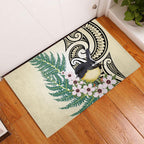 Endemic Tomtit New Zealand Rubber Doormat Miromiro Manuka Silver Fern Maori Pattern
