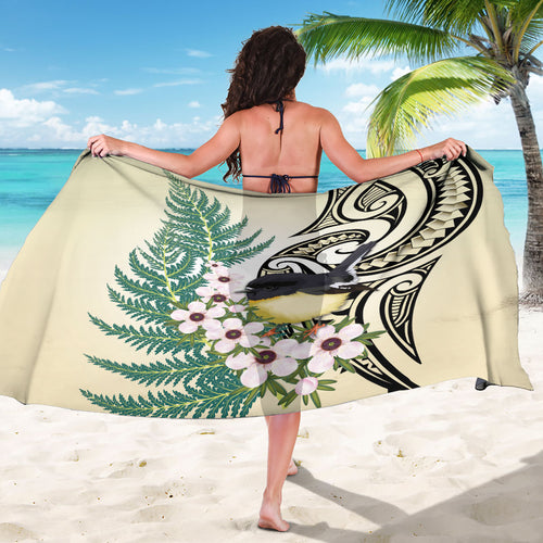Endemic Tomtit New Zealand Sarong Miromiro Manuka Silver Fern Maori Pattern