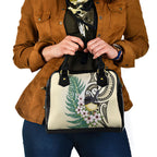 Endemic Tomtit New Zealand Shoulder Handbag Miromiro Manuka Silver Fern Maori Pattern
