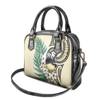 Endemic Tomtit New Zealand Shoulder Handbag Miromiro Manuka Silver Fern Maori Pattern