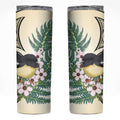 Endemic Tomtit New Zealand Skinny Tumbler Miromiro Manuka Silver Fern Maori Pattern