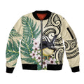 Endemic Tomtit New Zealand Sleeve Zip Bomber Jacket Miromiro Manuka Silver Fern Maori Pattern