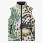 Endemic Tomtit New Zealand Sleeveless Puffer Jacket Miromiro Manuka Silver Fern Maori Pattern