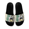 Endemic Tomtit New Zealand Slide Sandals Miromiro Manuka Silver Fern Maori Pattern