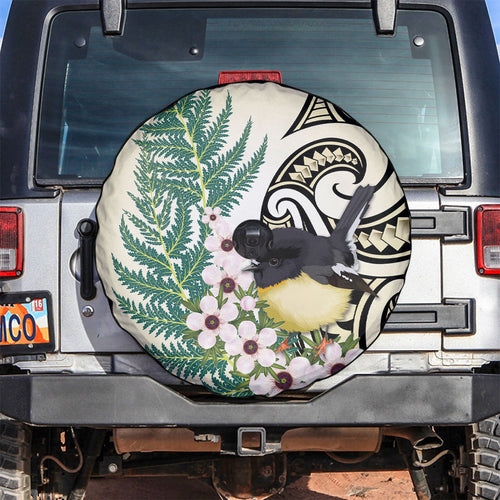 Endemic Tomtit New Zealand Spare Tire Cover Miromiro Manuka Silver Fern Maori Pattern