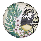 Endemic Tomtit New Zealand Spare Tire Cover Miromiro Manuka Silver Fern Maori Pattern
