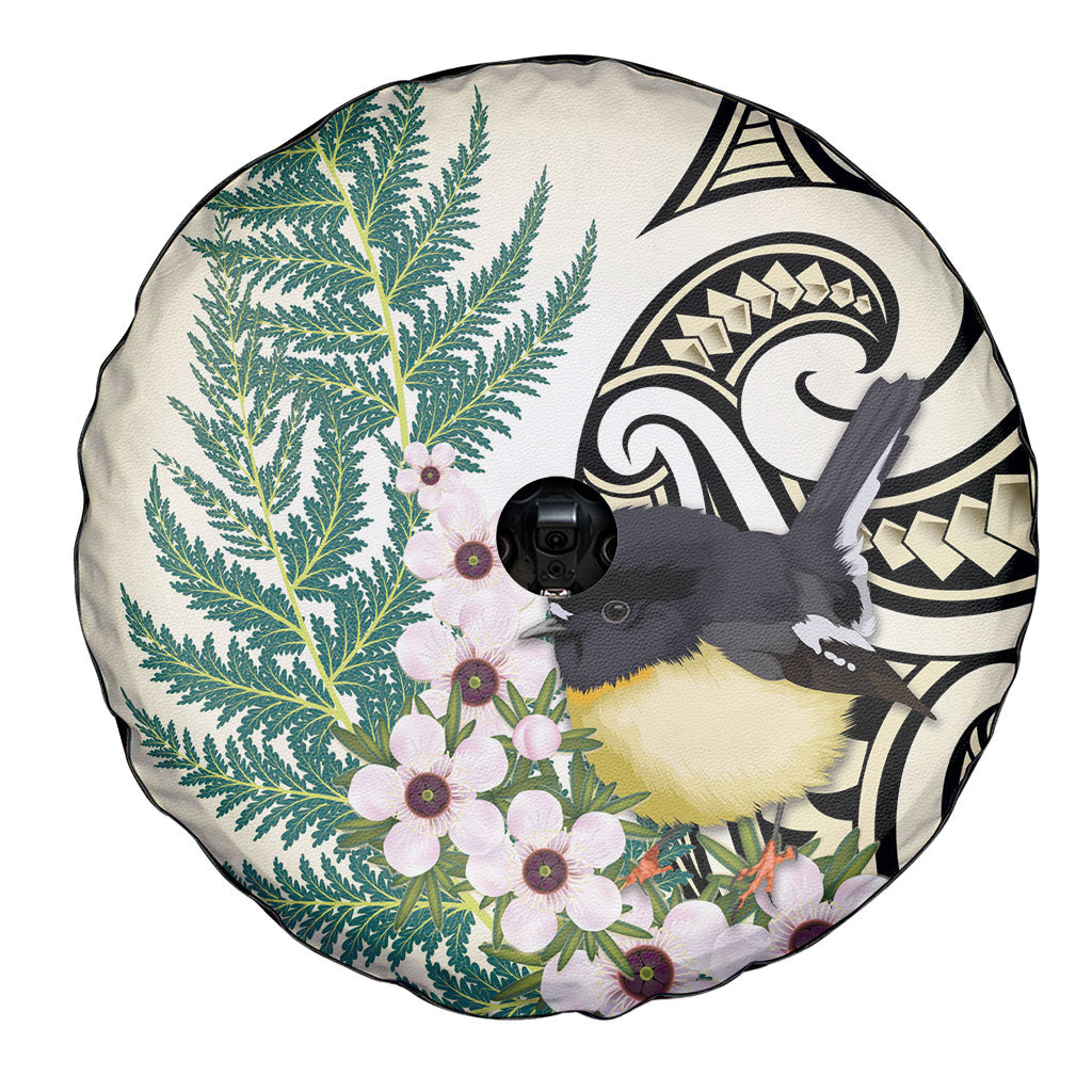 Endemic Tomtit New Zealand Spare Tire Cover Miromiro Manuka Silver Fern Maori Pattern