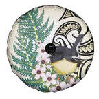 Endemic Tomtit New Zealand Spare Tire Cover Miromiro Manuka Silver Fern Maori Pattern