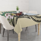 Endemic Tomtit New Zealand Tablecloth Miromiro Manuka Silver Fern Maori Pattern