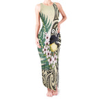 Endemic Tomtit New Zealand Tank Maxi Dress Miromiro Manuka Silver Fern Maori Pattern