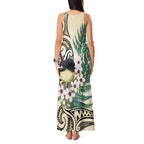 Endemic Tomtit New Zealand Tank Maxi Dress Miromiro Manuka Silver Fern Maori Pattern