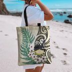 Endemic Tomtit New Zealand Tote Bag Miromiro Manuka Silver Fern Maori Pattern