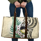 Endemic Tomtit New Zealand Travel Bag Miromiro Manuka Silver Fern Maori Pattern