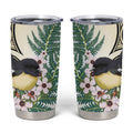 Endemic Tomtit New Zealand Tumbler Cup Miromiro Manuka Silver Fern Maori Pattern