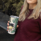 Endemic Tomtit New Zealand Tumbler Cup Miromiro Manuka Silver Fern Maori Pattern
