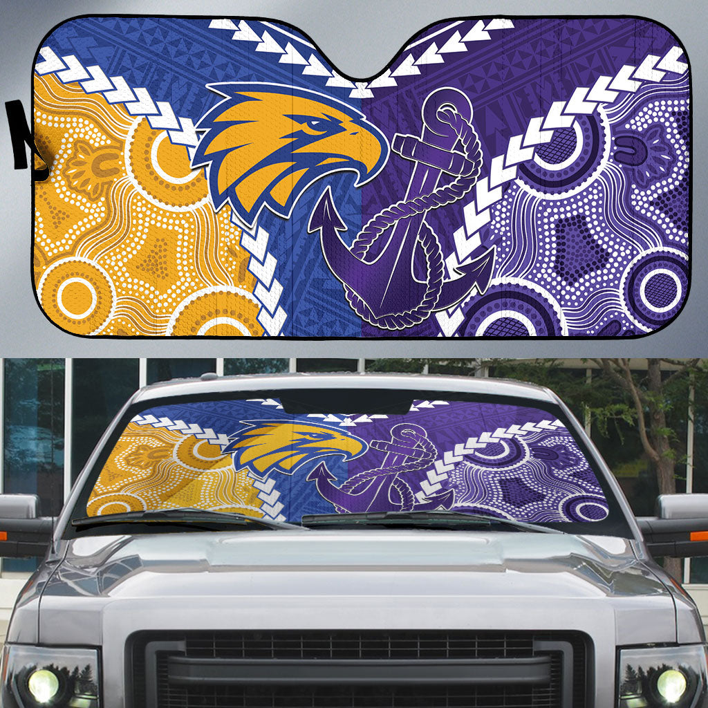 Football Eagles and Dockers Auto Sun Shade 2026 Together Aboriginal Polynesian Pattern