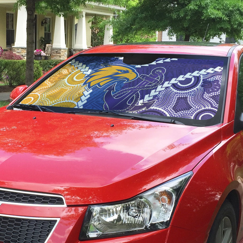 Football Eagles and Dockers Auto Sun Shade 2026 Together Aboriginal Polynesian Pattern