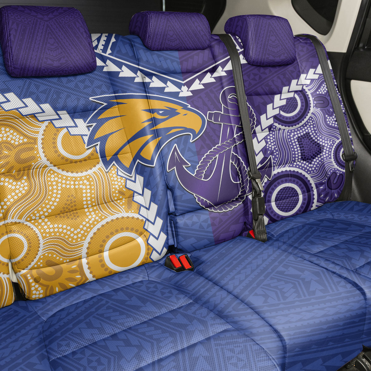 Football Eagles and Dockers Back Car Seat Cover 2026 Together Aboriginal Polynesian Pattern