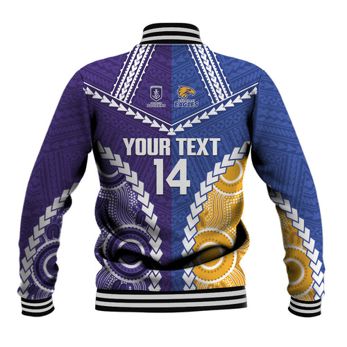 Custom Football Eagles and Dockers Baseball Jacket 2026 Together Aboriginal Polynesian Pattern