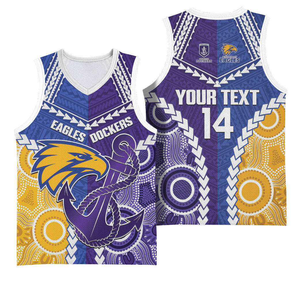Custom Football Eagles and Dockers Basketball Jersey 2026 Together Aboriginal Polynesian Pattern