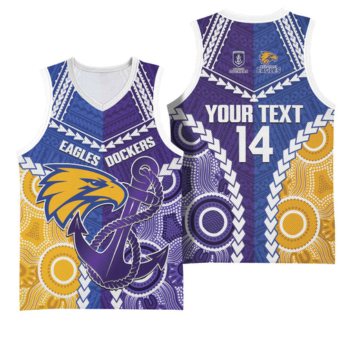 Custom Football Eagles and Dockers Basketball Jersey 2026 Together Aboriginal Polynesian Pattern