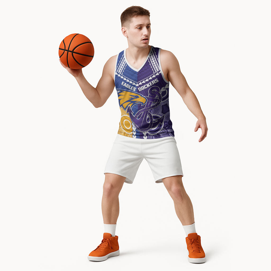 Custom Football Eagles and Dockers Basketball Jersey 2026 Together Aboriginal Polynesian Pattern