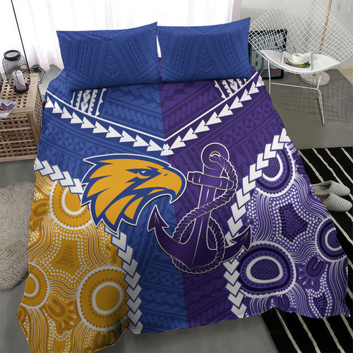 Football Eagles and Dockers Bedding Set 2026 Together Aboriginal Polynesian Pattern