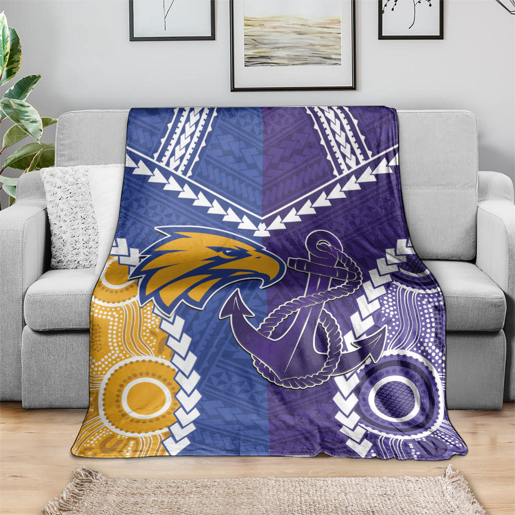Football Eagles and Dockers Blanket 2026 Together Aboriginal Polynesian Pattern