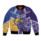 Custom Football Eagles and Dockers Bomber Jacket 2026 Together Aboriginal Polynesian Pattern