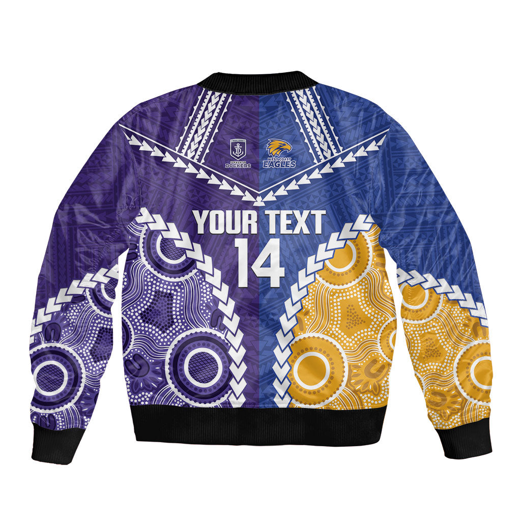 Custom Football Eagles and Dockers Bomber Jacket 2026 Together Aboriginal Polynesian Pattern