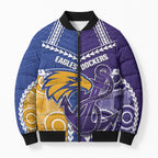 Custom Football Eagles and Dockers Bomber Puffer Jacket 2026 Together Aboriginal Polynesian Pattern