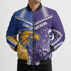 Custom Football Eagles and Dockers Bomber Puffer Jacket 2026 Together Aboriginal Polynesian Pattern