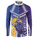 Custom Football Eagles and Dockers Button Sweatshirt 2026 Together Aboriginal Polynesian Pattern