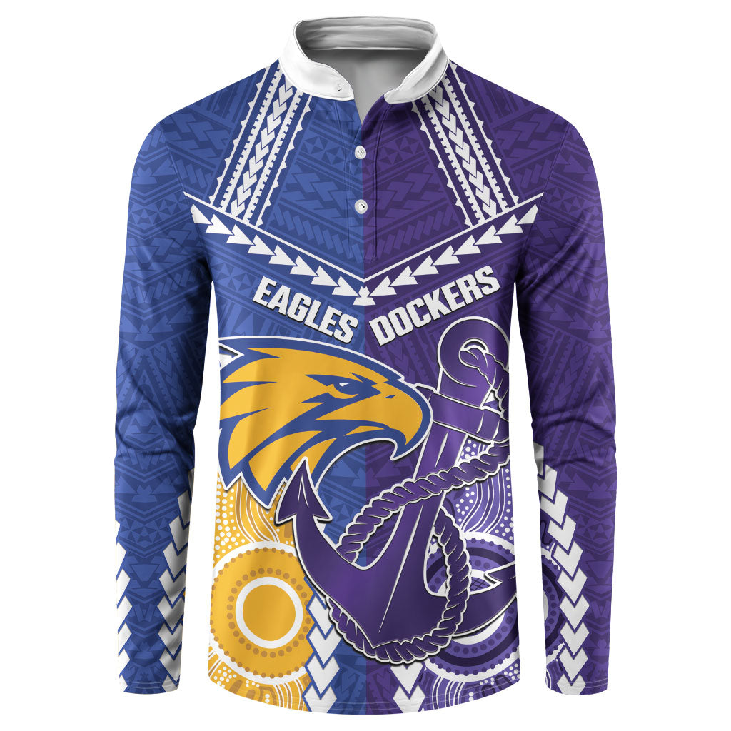 Custom Football Eagles and Dockers Button Sweatshirt 2026 Together Aboriginal Polynesian Pattern