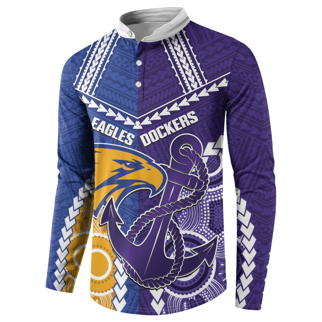 Custom Football Eagles and Dockers Button Sweatshirt 2026 Together Aboriginal Polynesian Pattern