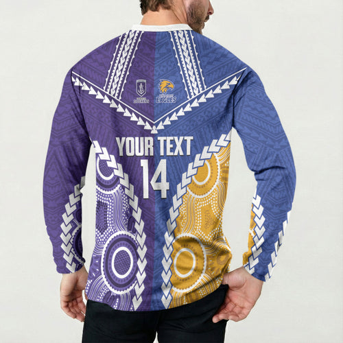 Custom Football Eagles and Dockers Button Sweatshirt 2026 Together Aboriginal Polynesian Pattern