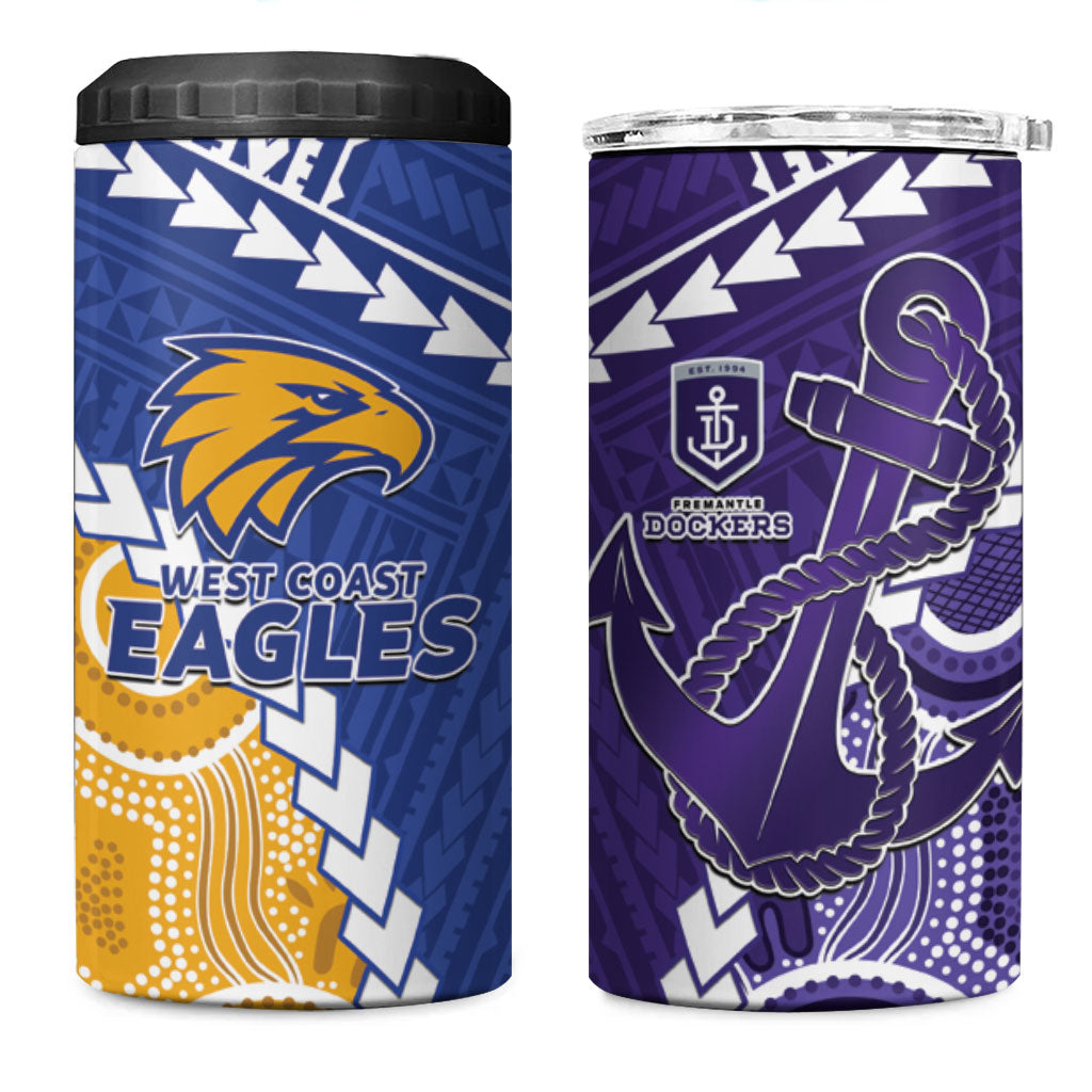 Custom Football Eagles and Dockers 4 in 1 Can Cooler Tumbler 2026 Together Aboriginal Polynesian Pattern