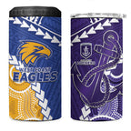 Custom Football Eagles and Dockers 4 in 1 Can Cooler Tumbler 2026 Together Aboriginal Polynesian Pattern
