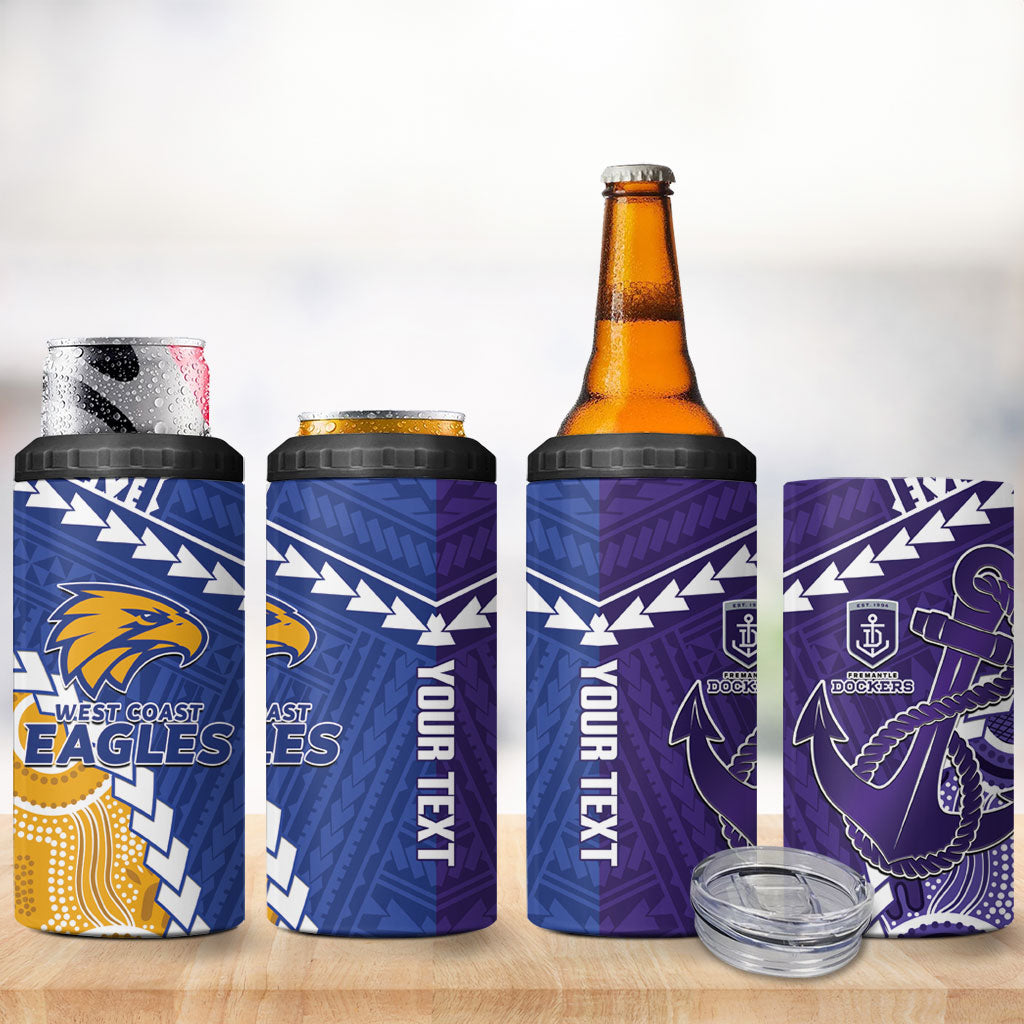 Custom Football Eagles and Dockers 4 in 1 Can Cooler Tumbler 2026 Together Aboriginal Polynesian Pattern