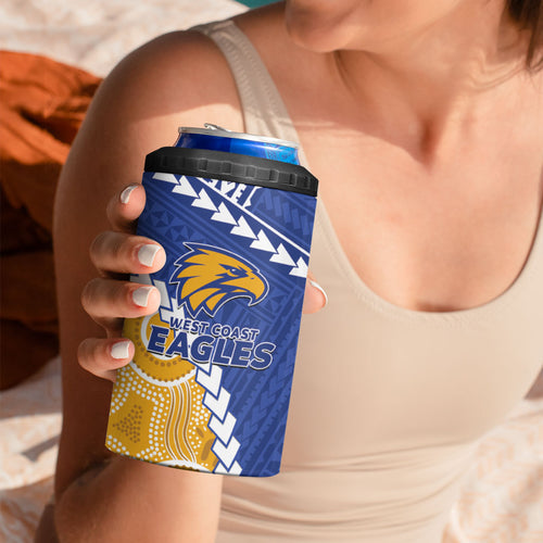 Custom Football Eagles and Dockers 4 in 1 Can Cooler Tumbler 2026 Together Aboriginal Polynesian Pattern