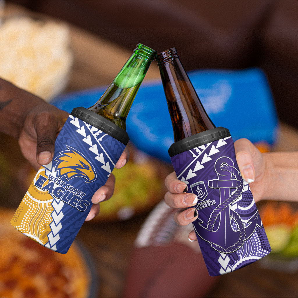 Custom Football Eagles and Dockers 4 in 1 Can Cooler Tumbler 2026 Together Aboriginal Polynesian Pattern